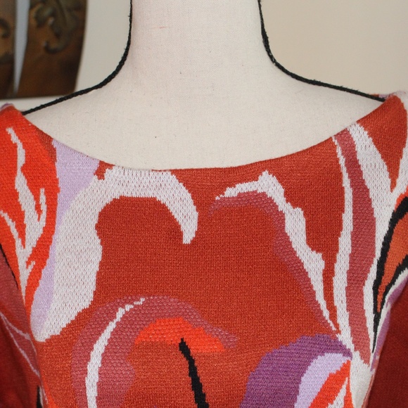 Maeve, Anthropologie floral orange sweater. - Picture 6 of 12
